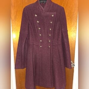 Guess Double-Breasted Burgundy Peacoat